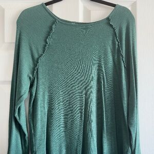 LC Lauren Conrad Ruffle Trim Raglan Top Sage Green Long Sleeve XS